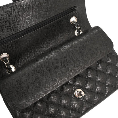 Chanel 2019 Black Caviar Medium Classic Double Flap Shoulder Bag 155715