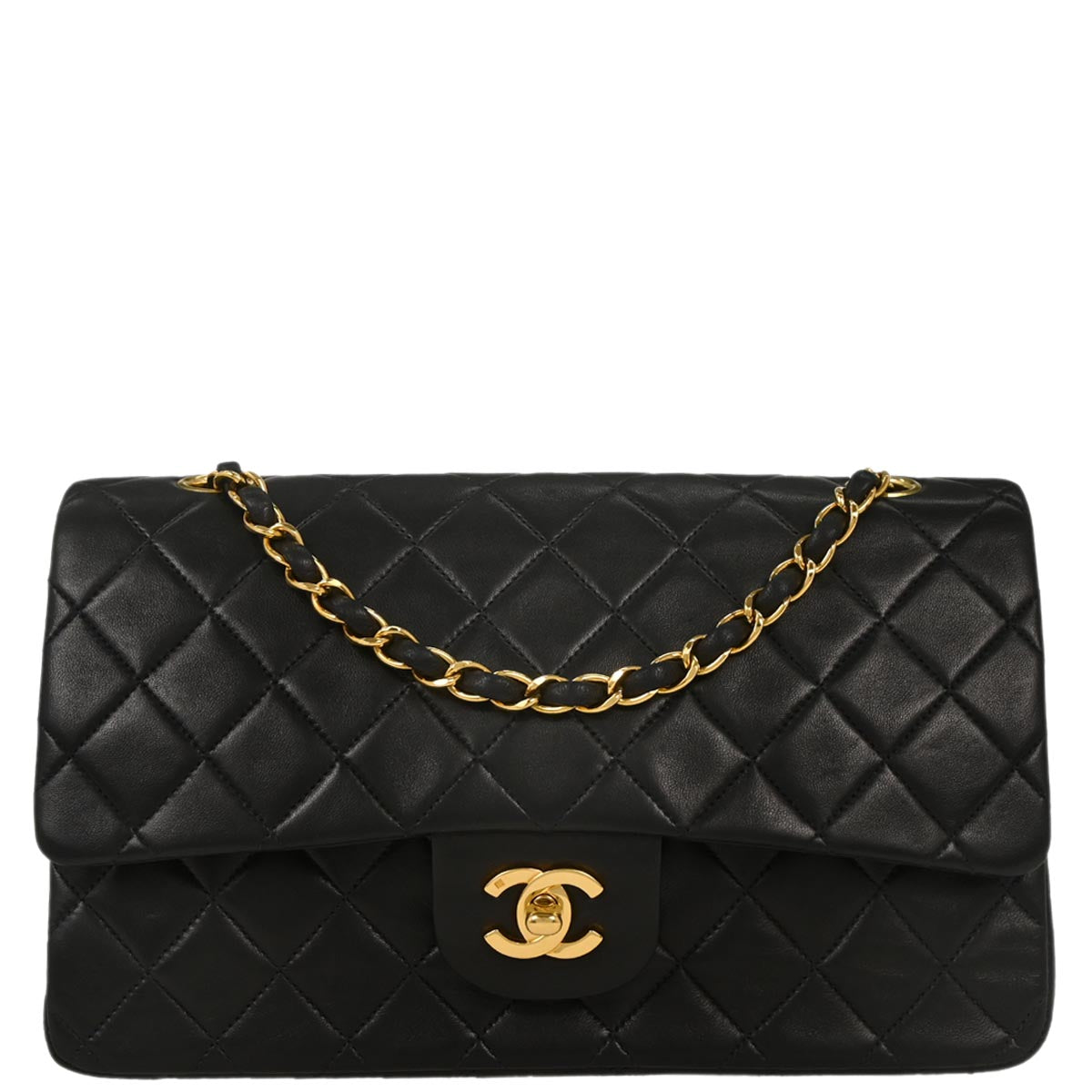 Chanel Black Lambskin Medium Classic Double Flap Shoulder Bag