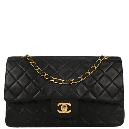 Chanel Black Lambskin Medium Classic Double Flap Shoulder Bag