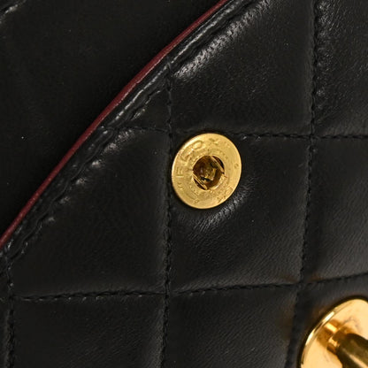 Chanel Black Lambskin Medium Classic Double Flap Shoulder Bag