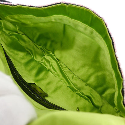 Fendi Black Cotton Beaded Embroidered Baguette Handbag