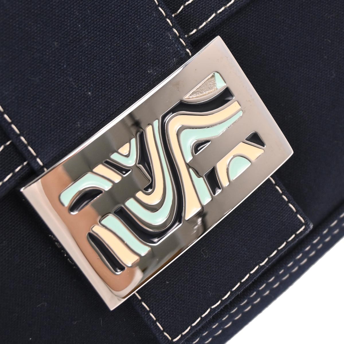 Fendi Navy Canvas Mamma Baguette Handbag