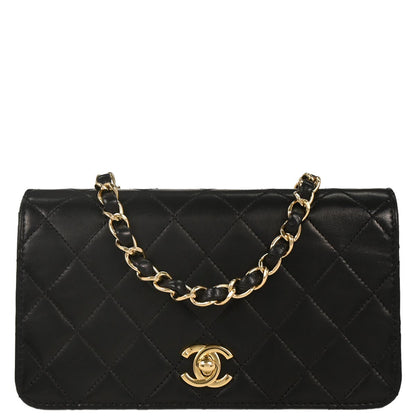 Chanel 2006-2008 Black Lambskin Turnlock Mini Full Flap Shoulder Bag