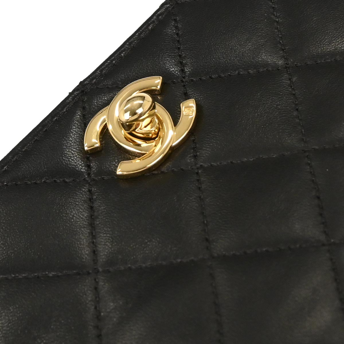 Chanel 2006-2008 Black Lambskin Turnlock Mini Full Flap Shoulder Bag