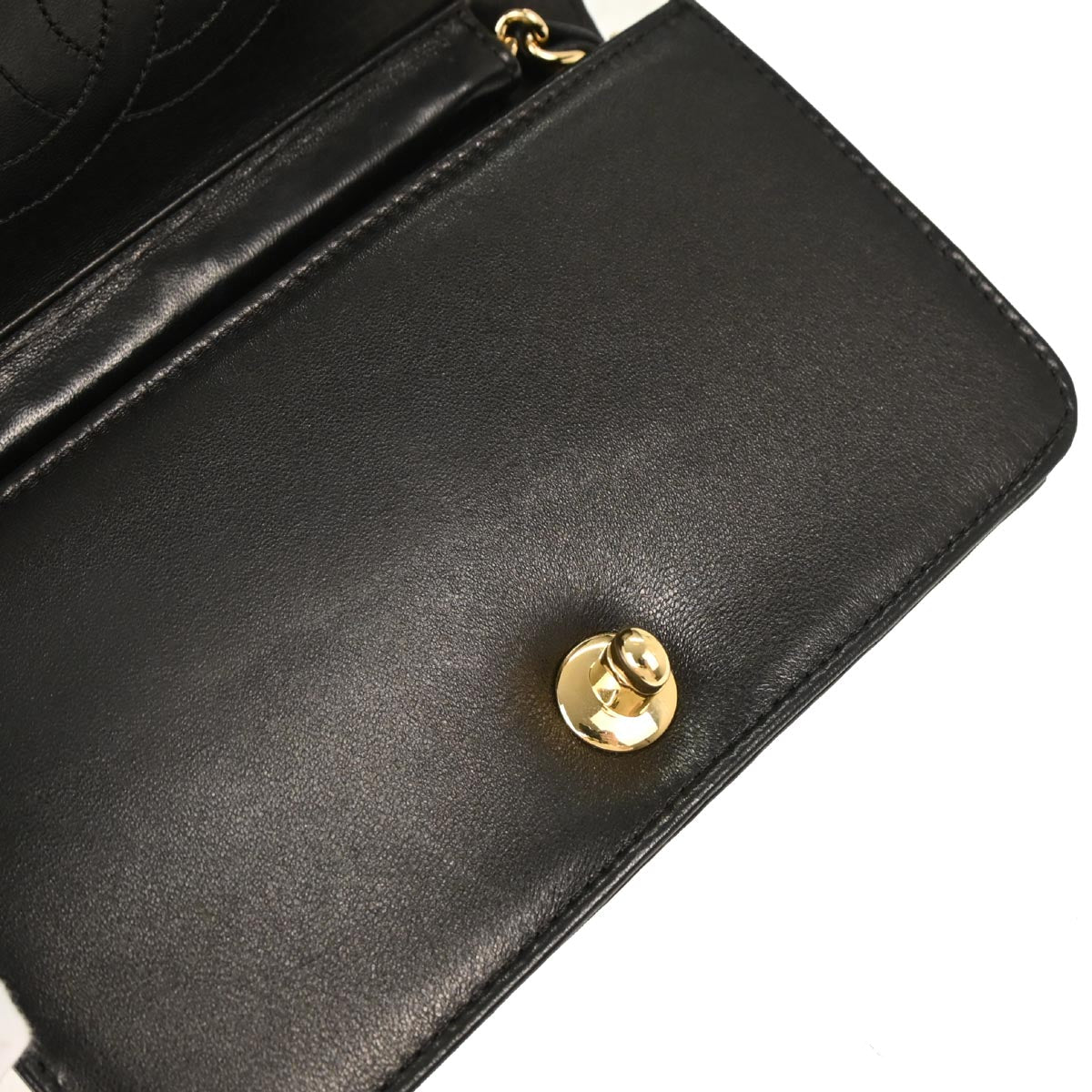 Chanel 2006-2008 Black Lambskin Turnlock Mini Full Flap Shoulder Bag