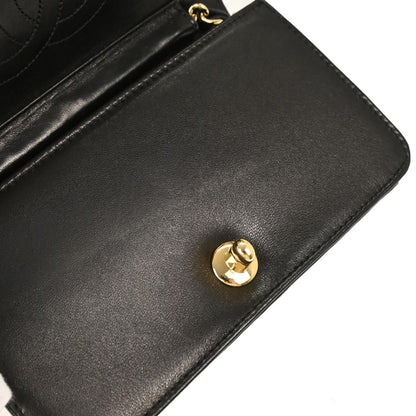 Chanel 2006-2008 Black Lambskin Turnlock Mini Full Flap Shoulder Bag