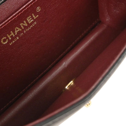 Chanel 2006-2008 Black Lambskin Turnlock Mini Full Flap Shoulder Bag