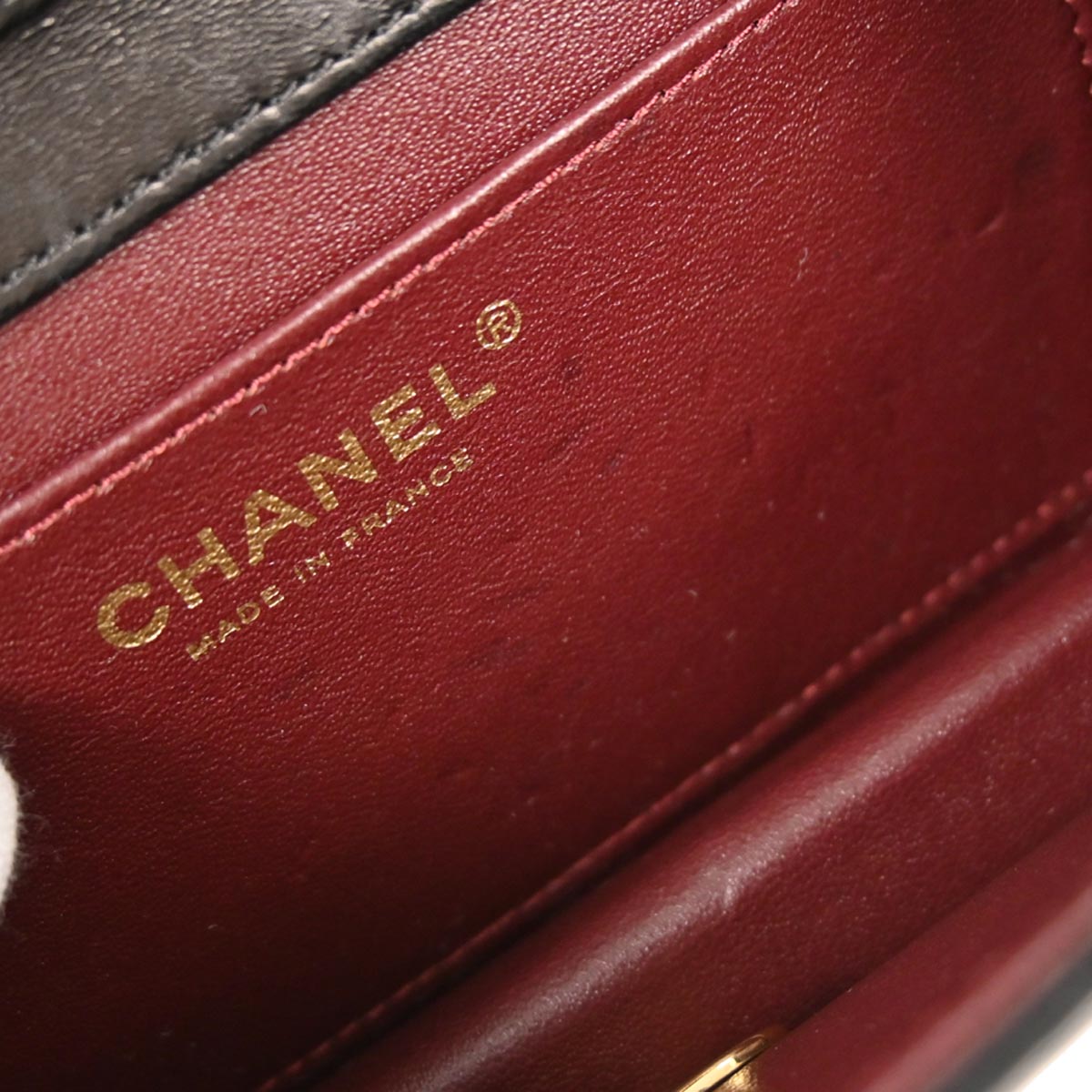 Chanel 2006-2008 Black Lambskin Turnlock Mini Full Flap Shoulder Bag