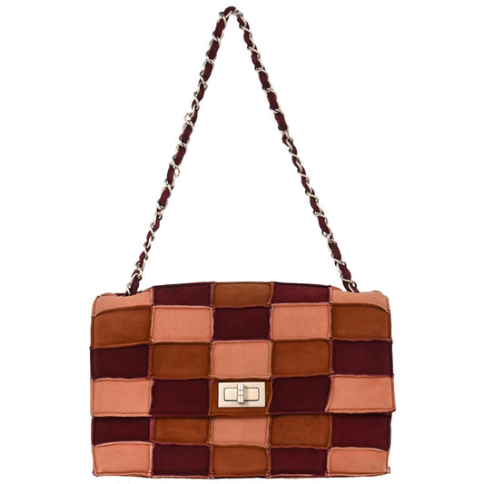 Chanel Pink Suede Mademoiselle Lock Choco Bar Patchwork Handbag