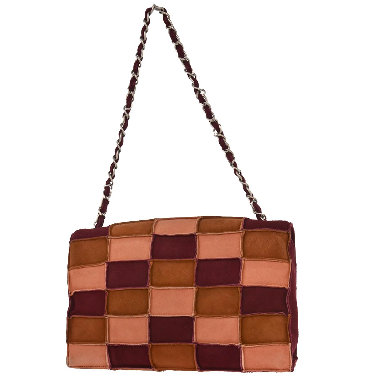 Chanel Pink Suede Mademoiselle Lock Choco Bar Patchwork Handbag