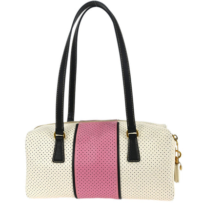 Prada White Pink Perforated Shoulder Bag