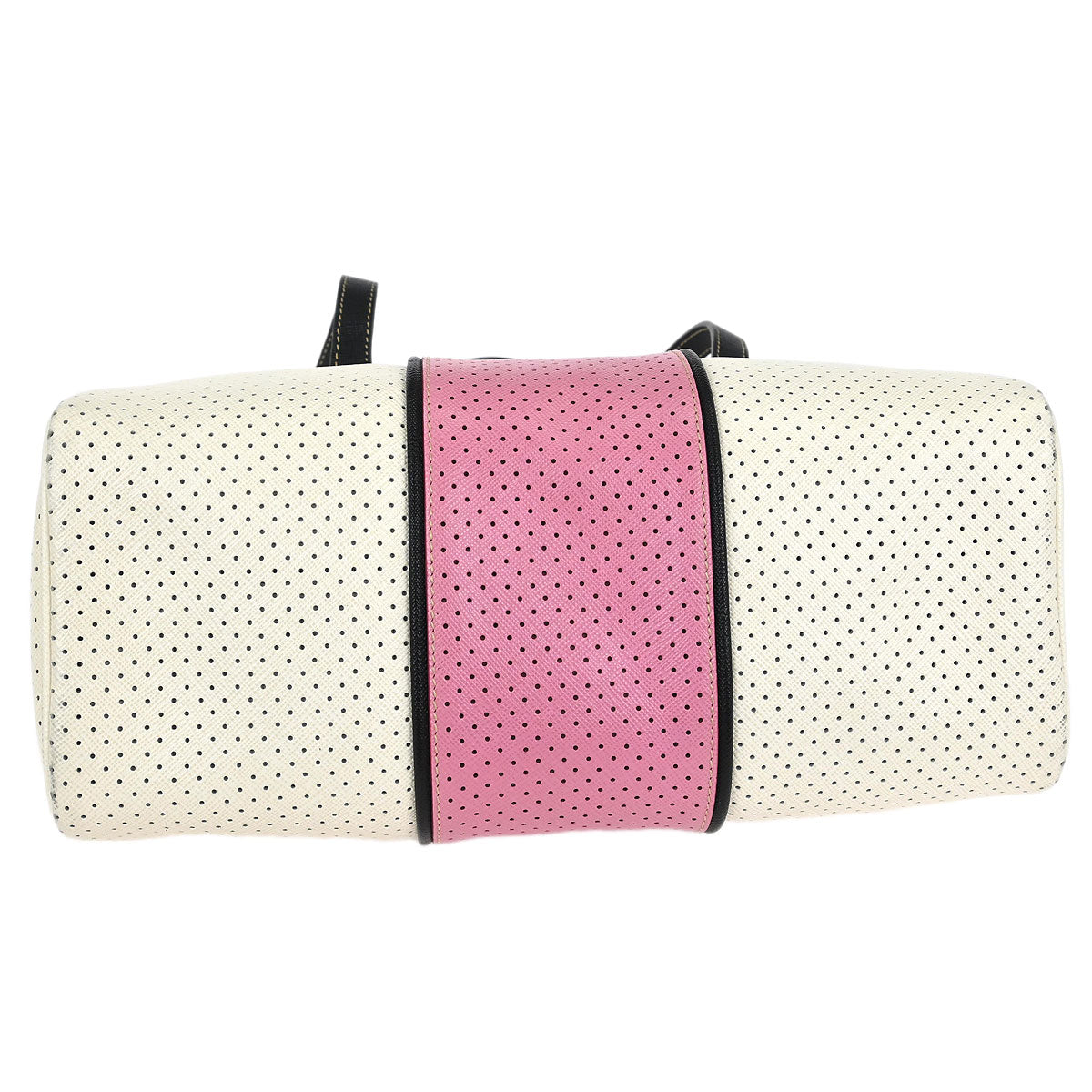 Prada White Pink Perforated Shoulder Bag