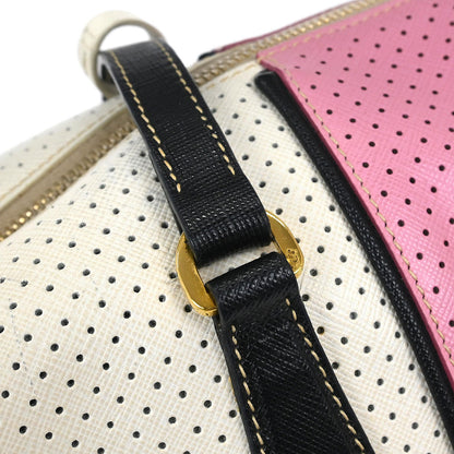 Prada White Pink Perforated Shoulder Bag