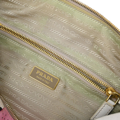 Prada White Pink Perforated Shoulder Bag