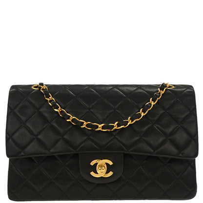 Chanel Black Lambskin Medium Classic Double Flap Shoulder Bag