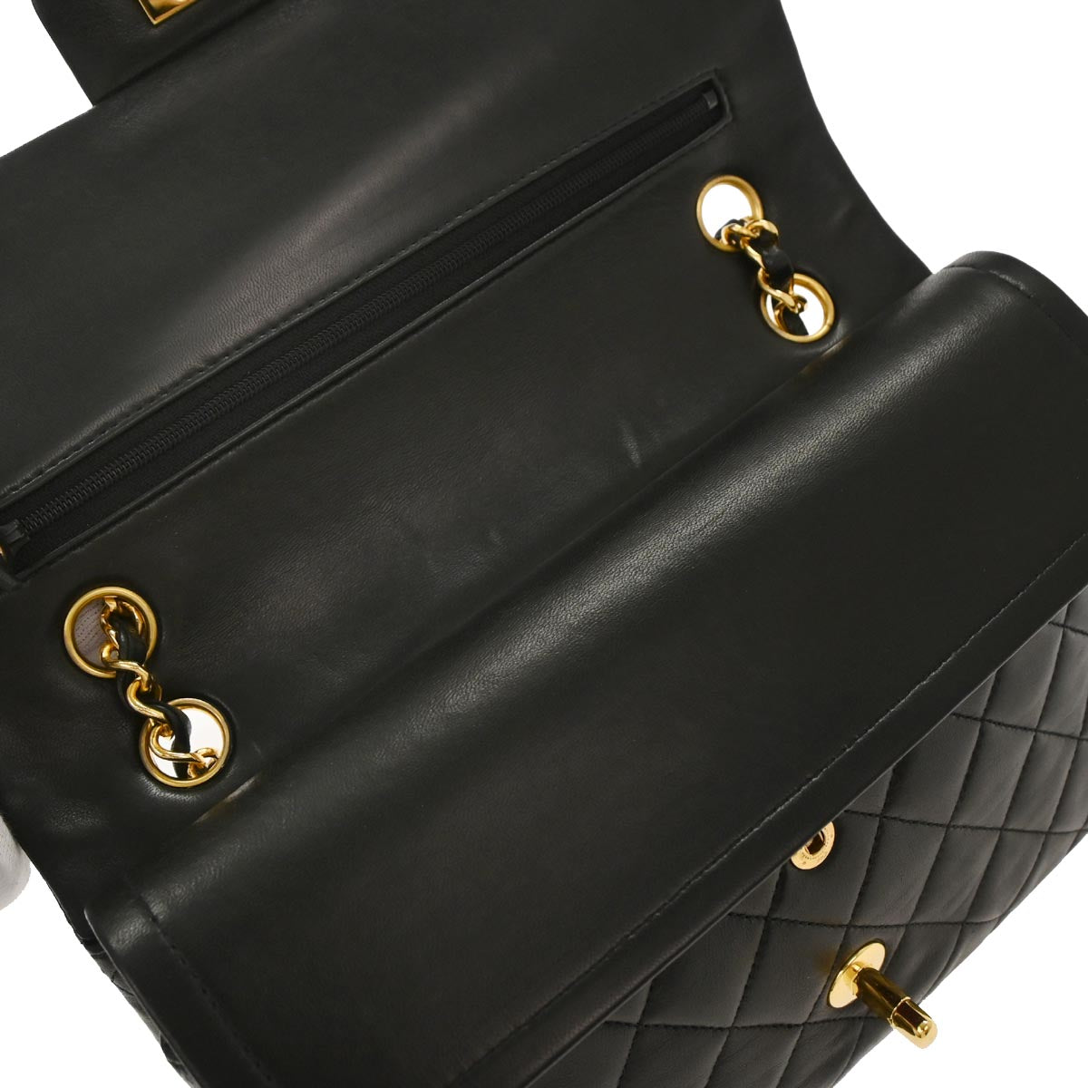 Chanel Black Lambskin Medium Classic Double Flap Shoulder Bag