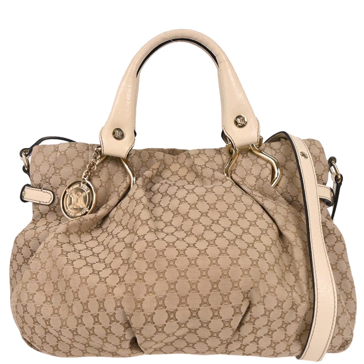 Celine * Beige Canvas Macadam 2way Shoulder Tote Handbag