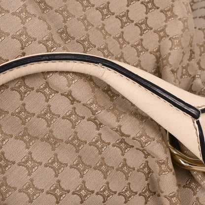 Celine * Beige Canvas Macadam 2way Shoulder Tote Handbag