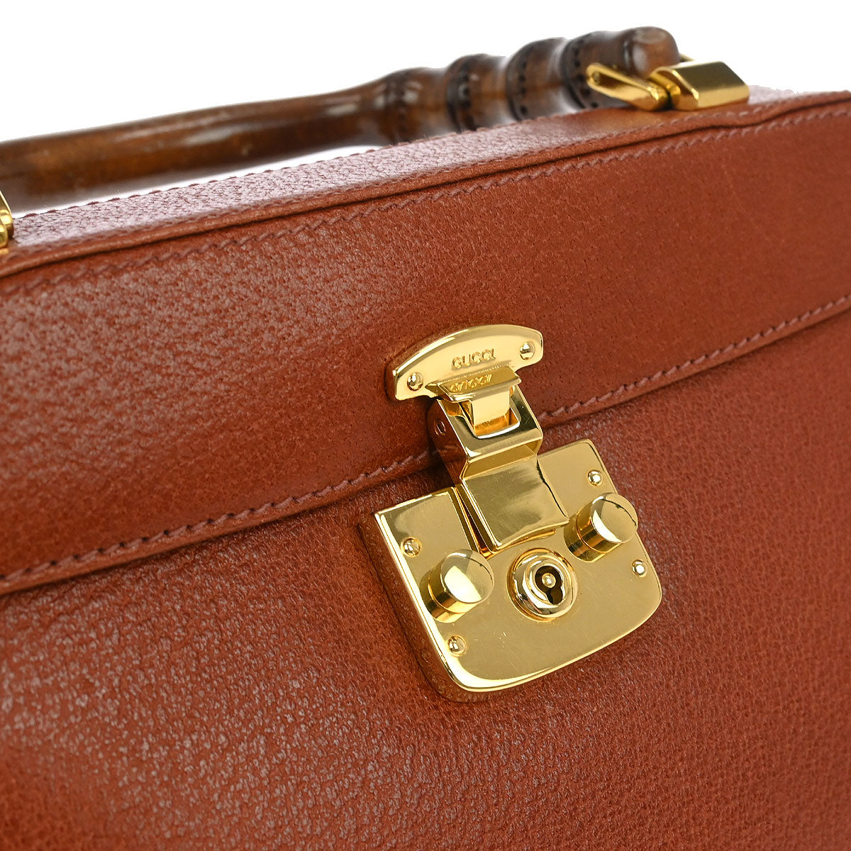 Gucci Brown Pigskin Lady Lock Bamboo Handbag