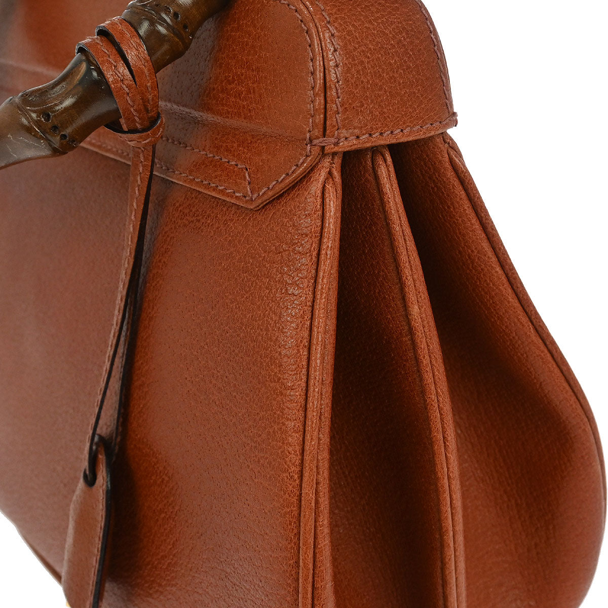 Gucci Brown Pigskin Lady Lock Bamboo Handbag