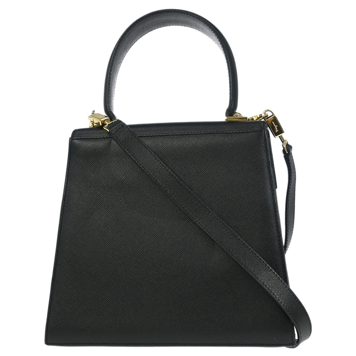 Salvatore Ferragamo Black Gancini 2way Shoulder Handbag