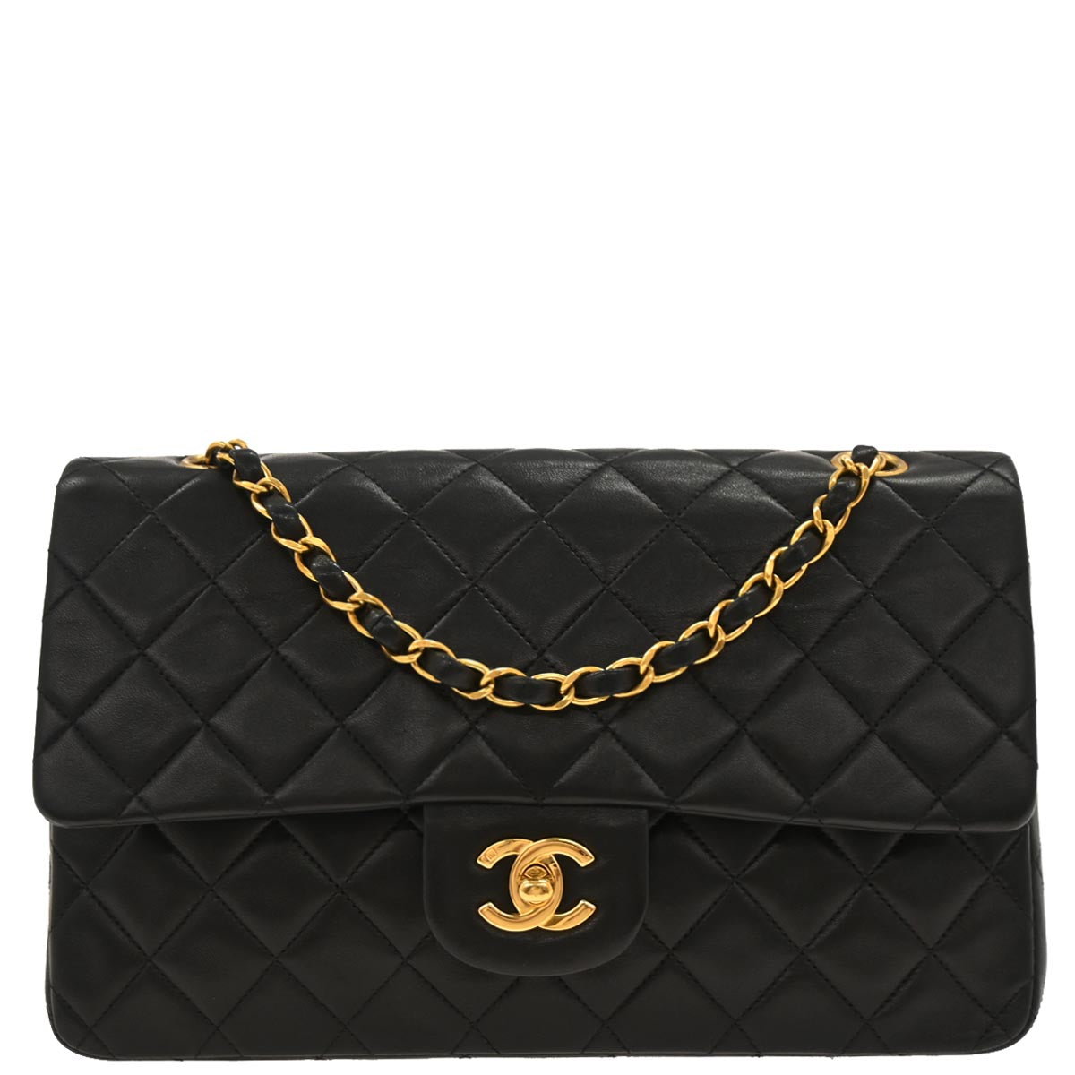 Chanel Black Lambskin Medium Classic Double Flap Shoulder Bag