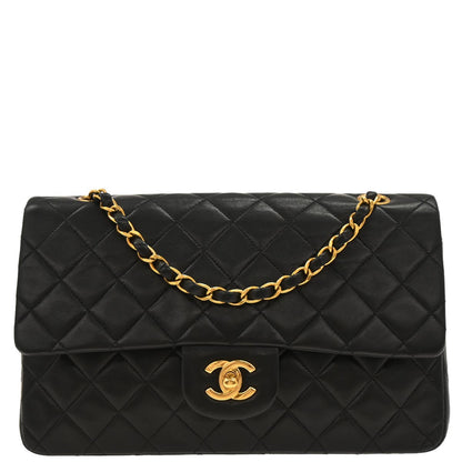 Chanel Black Lambskin Medium Classic Double Flap Shoulder Bag