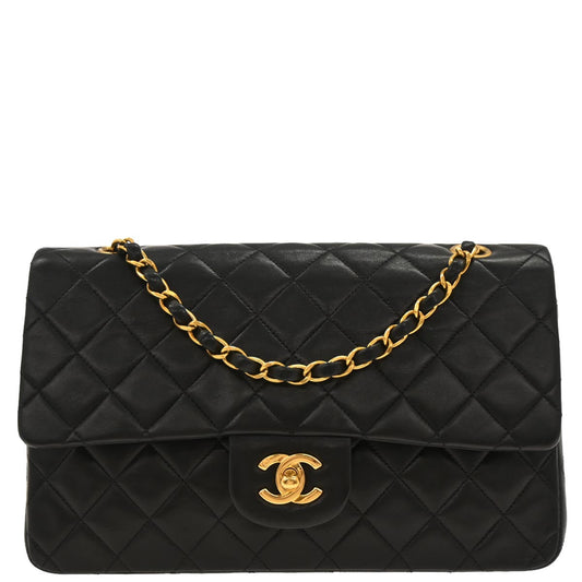 Chanel Black Lambskin Medium Classic Double Flap Shoulder Bag
