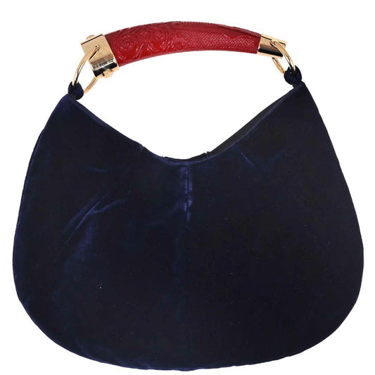 Yves Saint Laurent Navy Velvet Mombasa Handbag