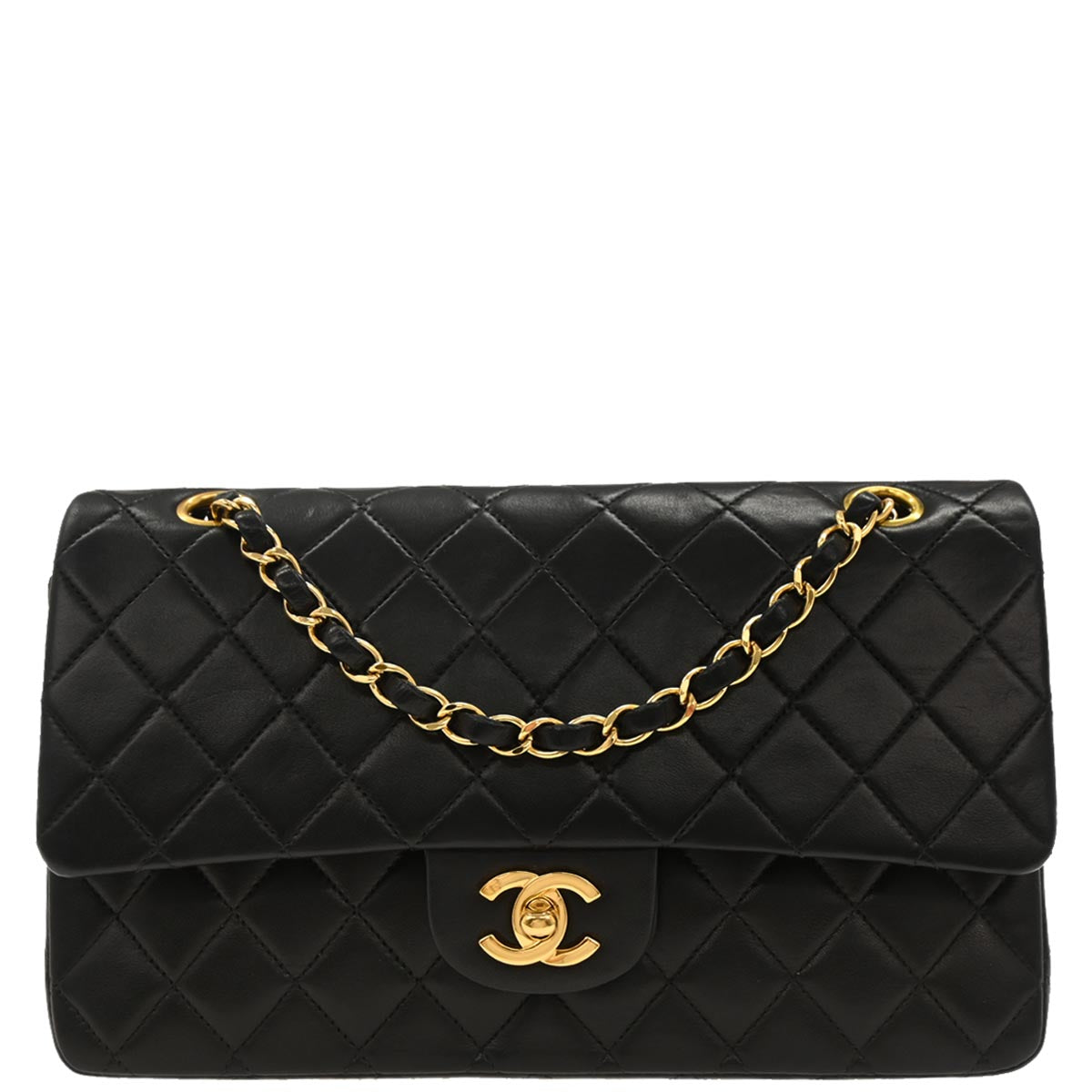 Chanel Black Lambskin Medium Classic Double Flap Shoulder Bag