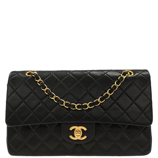 Chanel Black Lambskin Medium Classic Double Flap Shoulder Bag