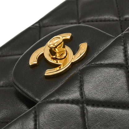 Chanel Black Lambskin Medium Classic Double Flap Shoulder Bag