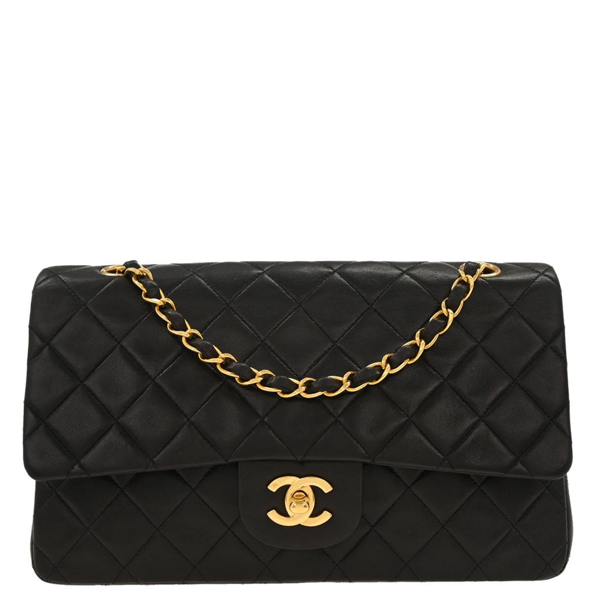 Chanel Black Lambskin Medium Classic Double Flap Shoulder Bag