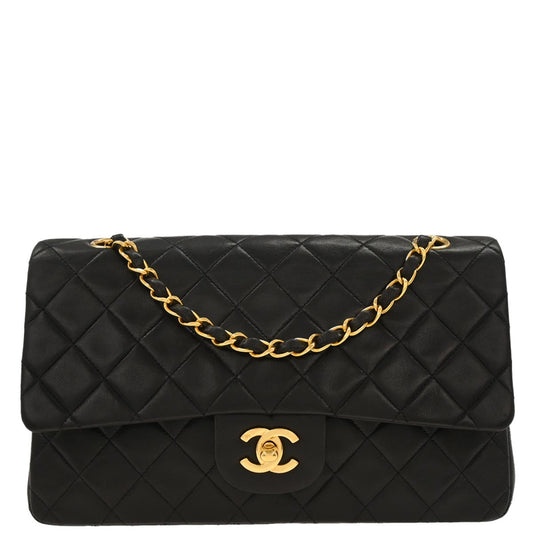 Chanel Black Lambskin Medium Classic Double Flap Shoulder Bag