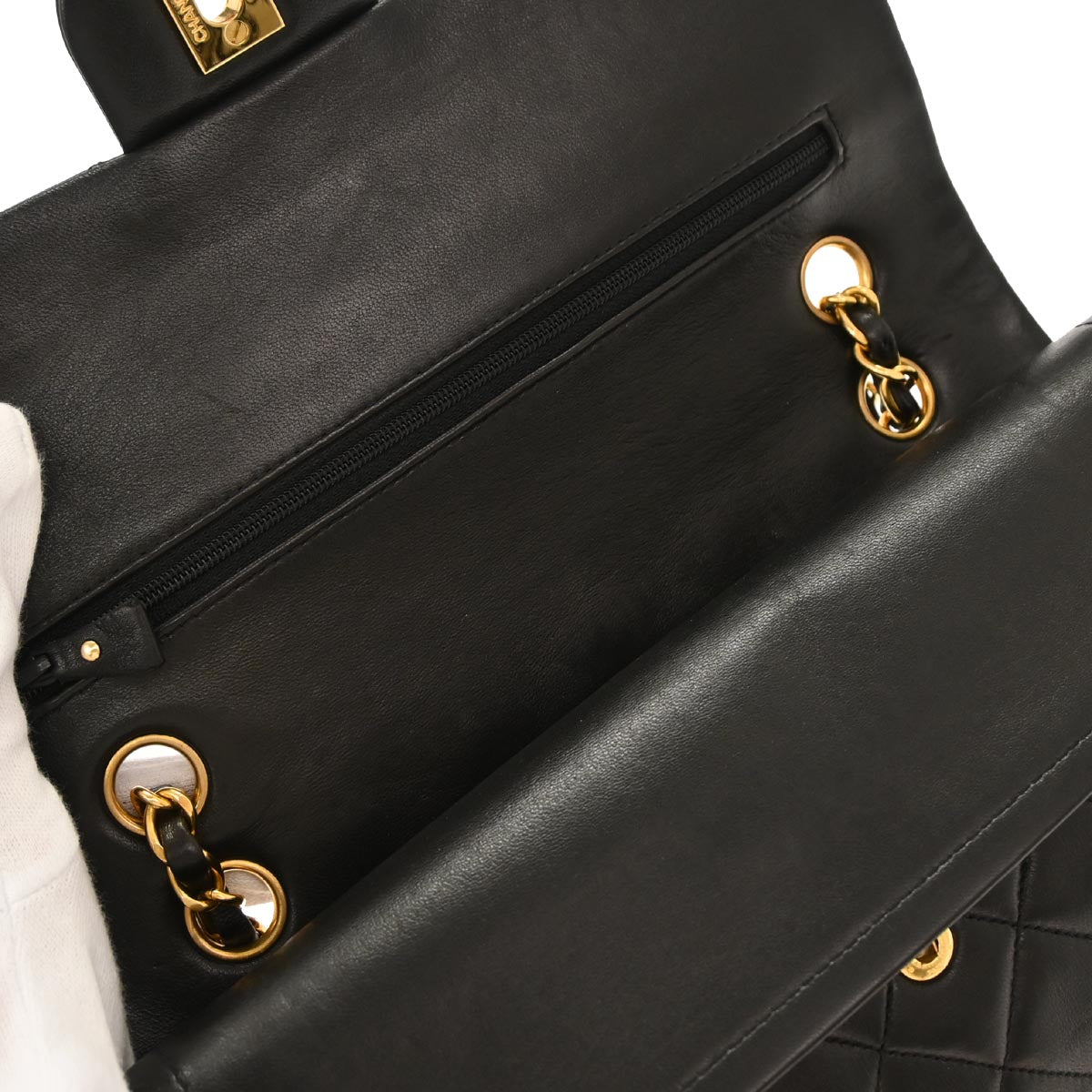 Chanel Black Lambskin Medium Classic Double Flap Shoulder Bag