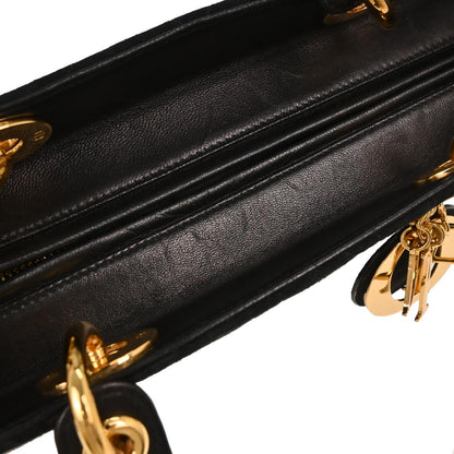 Christian Dior Black Suede Medium Lady Dior Cannage 2way Shoulder Handbag