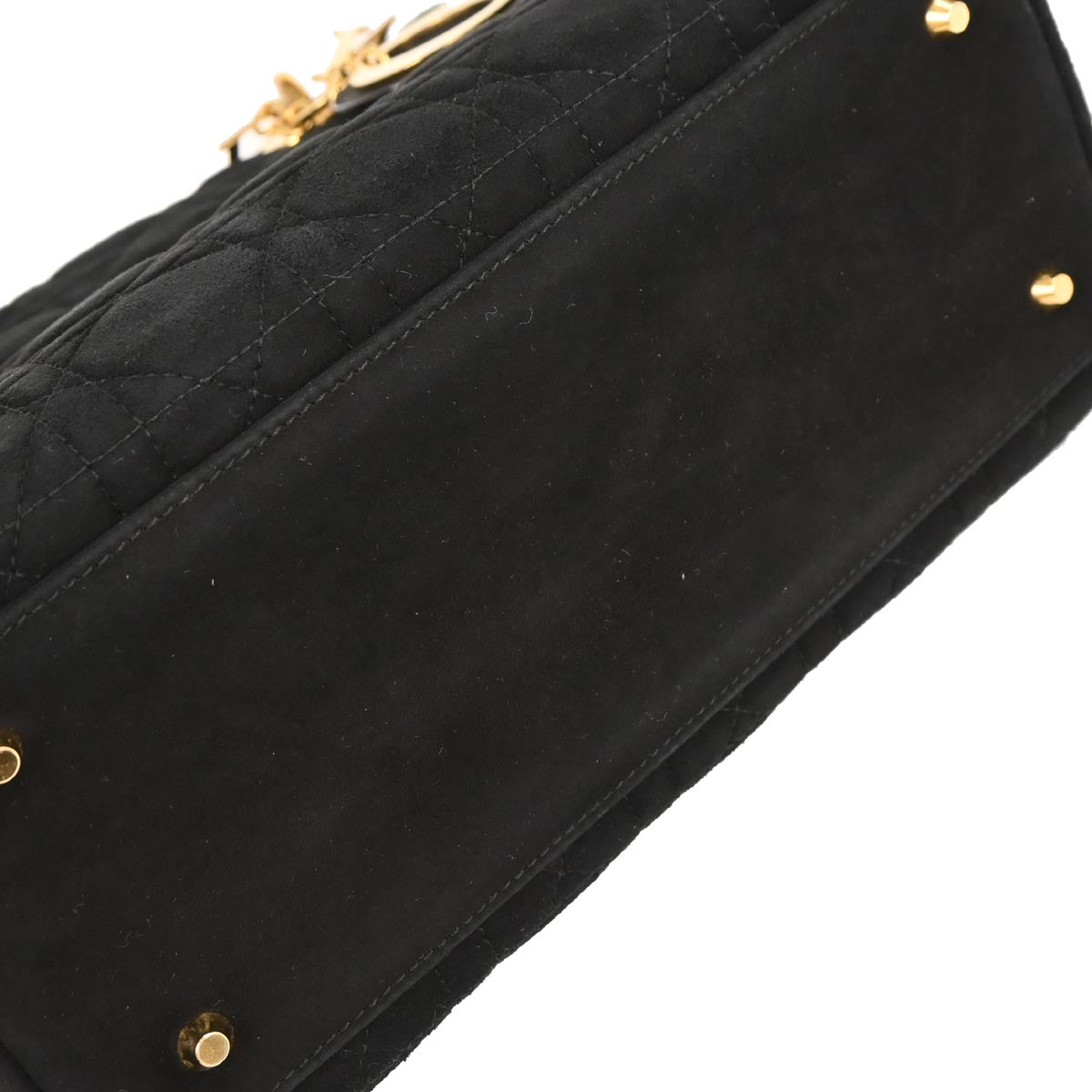 Christian Dior Black Suede Medium Lady Dior Cannage 2way Shoulder Handbag