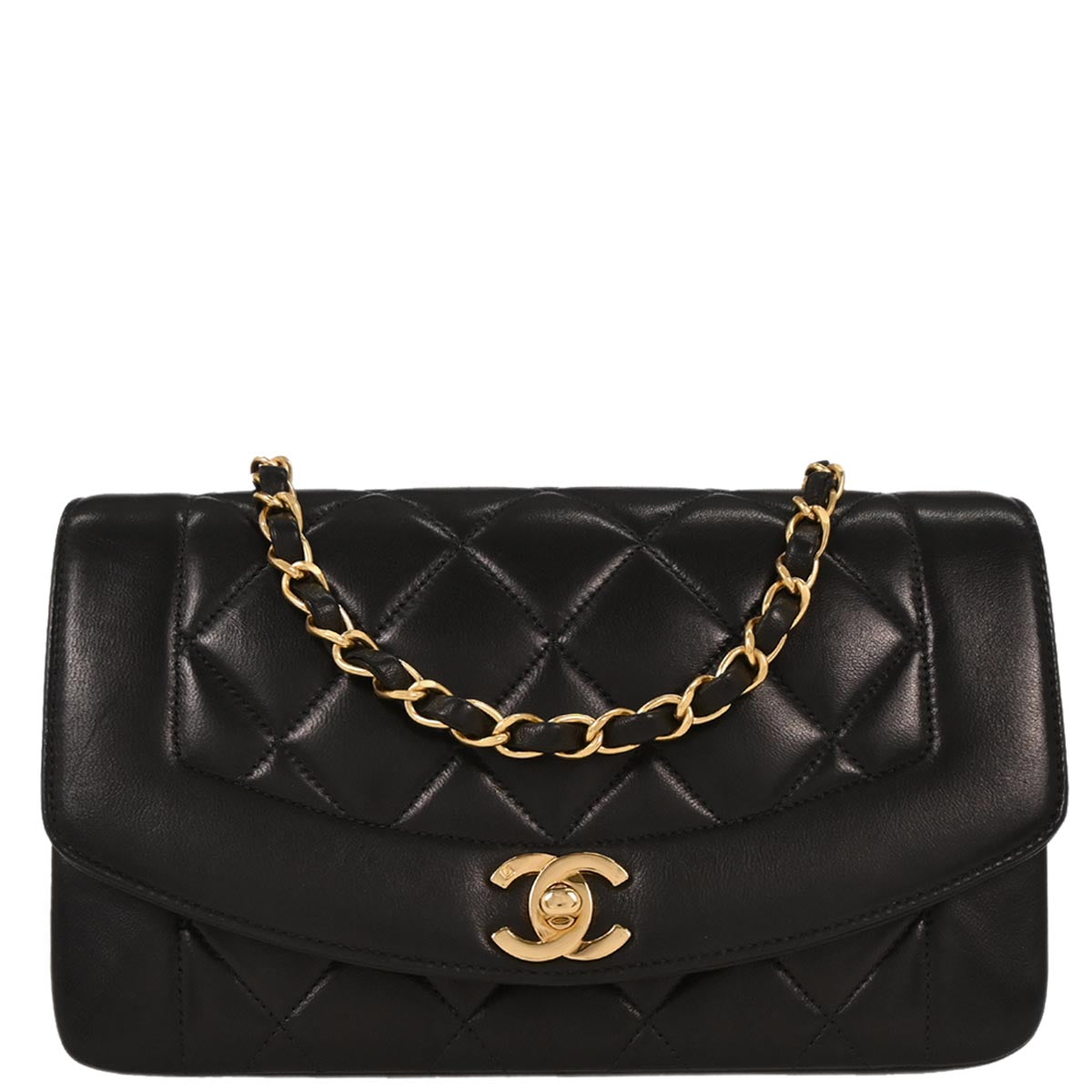 Chanel Black Lambskin Small Diana Shoulder Bag