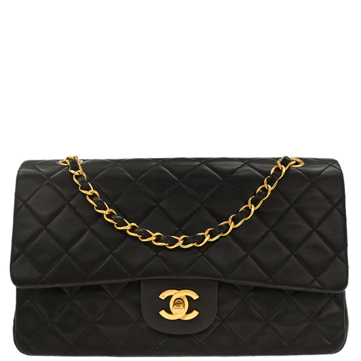 Chanel Black Lambskin Medium Classic Double Flap Shoulder Bag