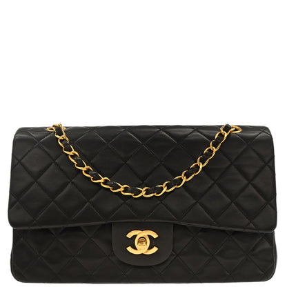 Chanel Black Lambskin Medium Classic Double Flap Shoulder Bag