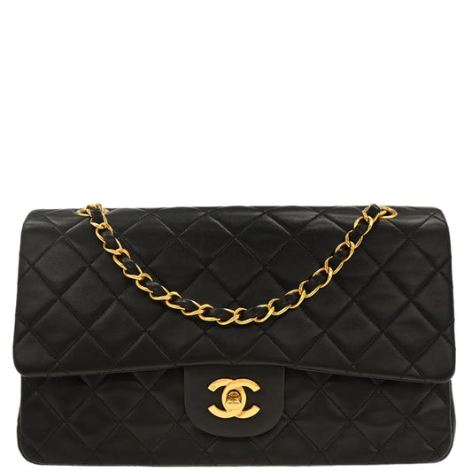 Chanel Black Lambskin Medium Classic Double Flap Shoulder Bag