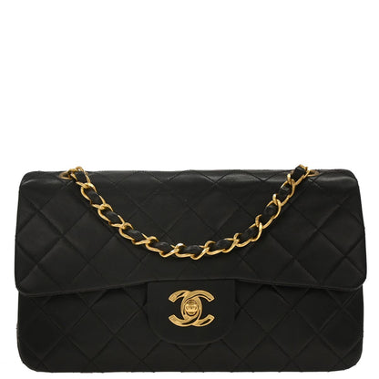 Chanel Black Lambskin Small Classic Double Flap Shoulder Bag
