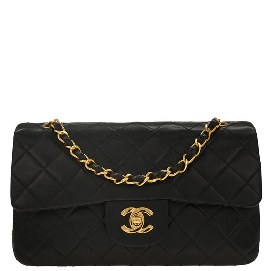 Chanel Black Lambskin Small Classic Double Flap Shoulder Bag