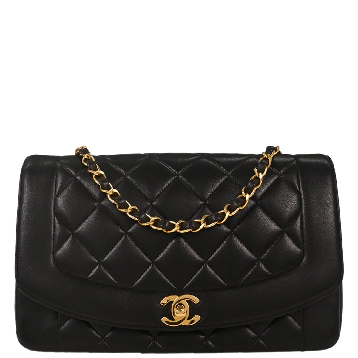 Chanel Black Lambskin Medium Diana Shoulder Bag