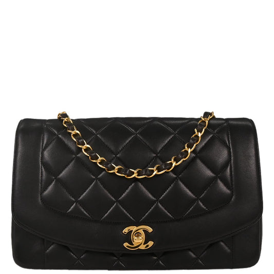 Chanel Black Lambskin Medium Diana Shoulder Bag
