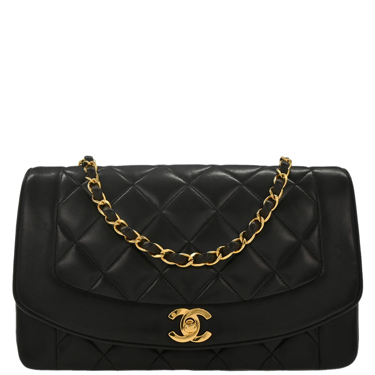 Chanel Black Lambskin Medium Diana Shoulder Bag