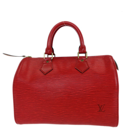 Louis Vuitton Red Epi Speedy 25 Handbag M43017