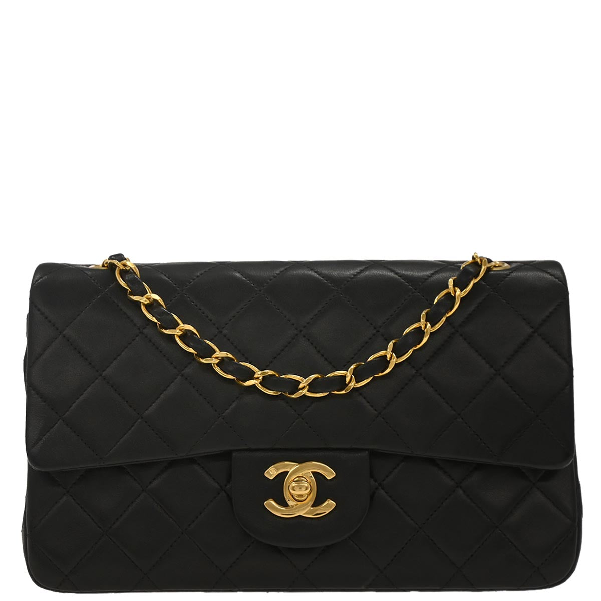 Chanel Black Lambskin Small Classic Double Flap Shoulder Bag