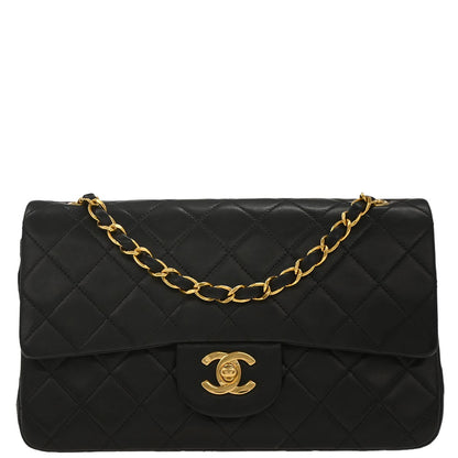 Chanel Black Lambskin Small Classic Double Flap Shoulder Bag