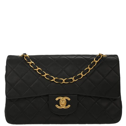 Chanel Black Lambskin Small Classic Double Flap Shoulder Bag